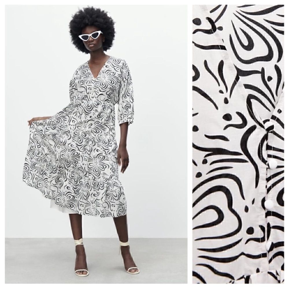 ZARA PRINTED TIERED DRESS